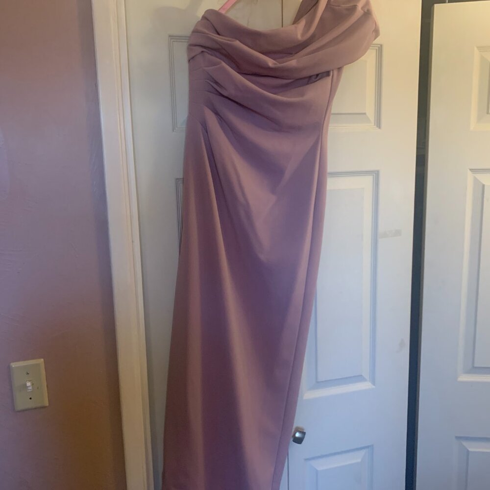 MAUVE, SIZE 4, ONE SHOULDER, FULL LENGTH BRIDESMAID DRESS